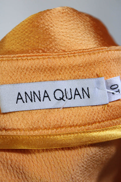 Anna Quan Womens Bright Orange High Rise Side Zip Maxi A-Line Skirt Size 10