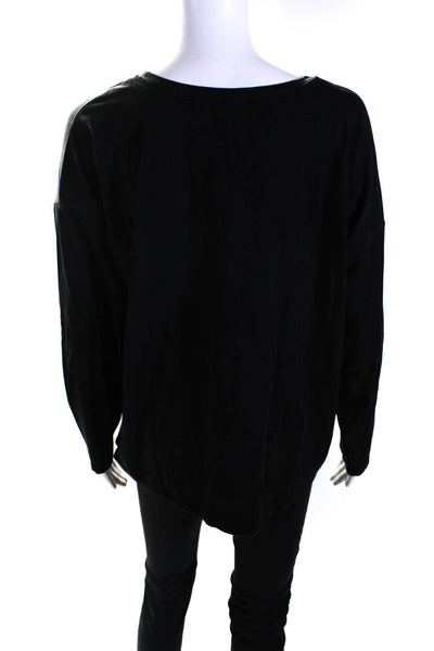 Eileen Fisher Women's Round Neck Long Sleeves Basic T-Shirt Black Size L