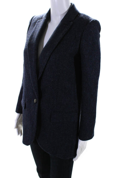 J Crew Women's Collared Long Sleeves Lined Blazer Navy Blue Size 00