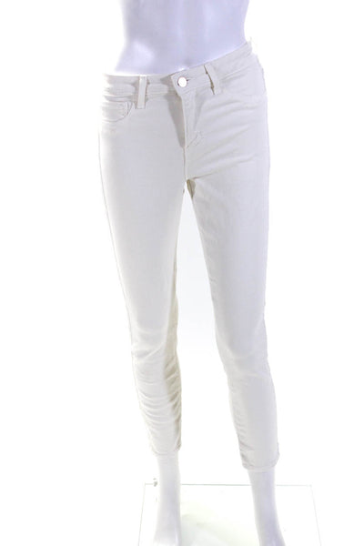 L'Agence Womens Cotton Denim Mid-Rise Skinny Ankle Jeans Ivory White Size 26
