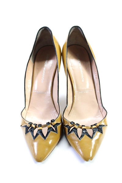 Sigerson Morrison Womens Pointed Toe Cut Out Pumps Brown Patent Leather Size 8