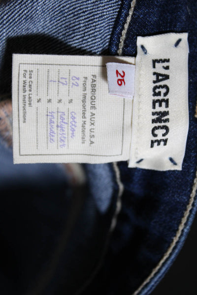 L'Agence Womens Ruth High Rise Straight Leg Jeans Pants Dark Blue Size 26