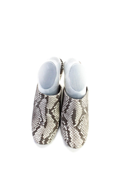 Mercedes Castillo Womens Leather Animal Print Round Toe Mules Gray Size 40 10