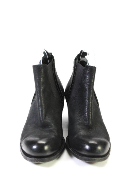 I.N.K. Womens Stretch Leather Round Toe Pull On Ankle Boots Black Size 38 8
