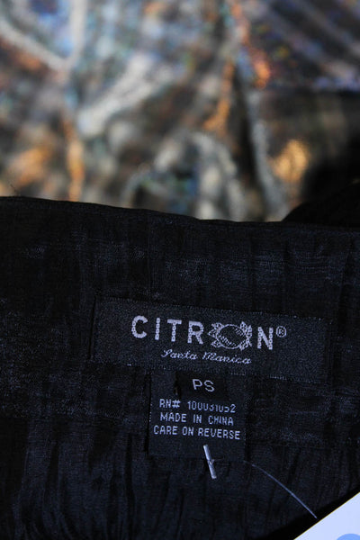Citron Womens Linen Blend Round Neck Hook Closure Jacket Black Size PS
