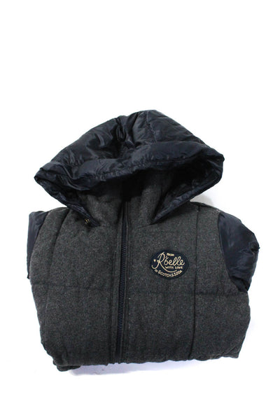 Scotch R'Belle Boys Gray/Navy Hooded Full Zip Long Sleeve Puffer Coat Size 10