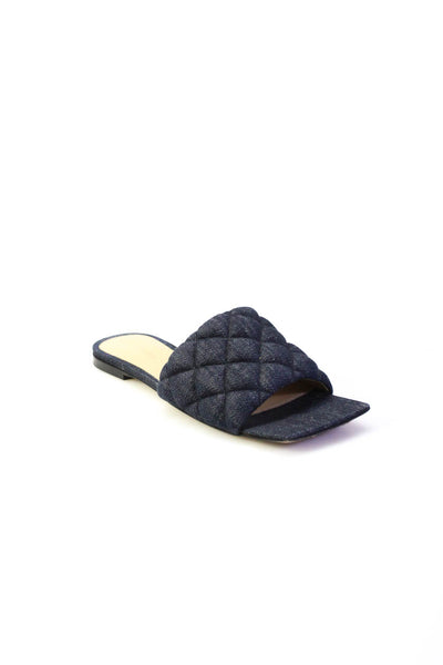 Bottega Veneta Womens Quilted Embossed Sandals Indigo Denim Matelasse Size 38