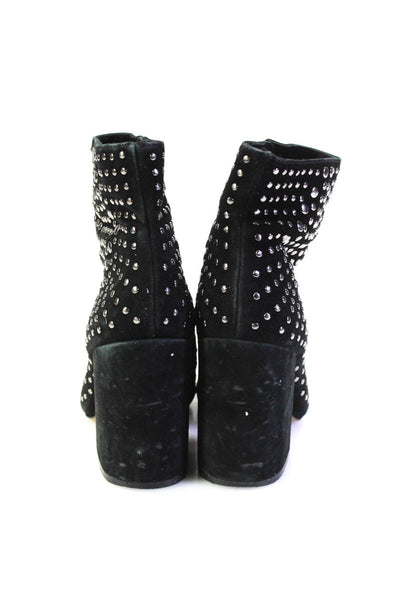 Vince Camuto Womens Black Suede Studded Block Heel Ankle Boots Shoes Size 7M