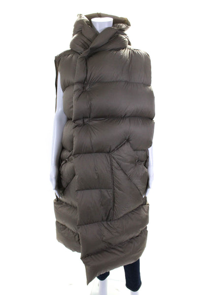 Rick Owens Womens Performa F/W 2020 Goose Down Long Puffer Vest Brown Size 8