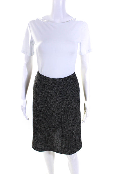 St. John Collection Womens Elastic Waistband Knit Pencil Skirt Black Size 4