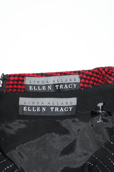 Linda Allard Ellen Tracy Womens Pencil Skirts Red Black Wool Size 6 8 Lot 2
