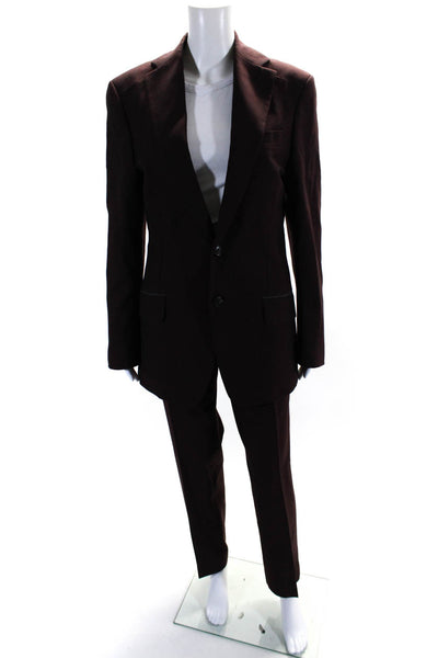 Vivienne Westwood Womens Maroon Two Button Blazer Pants Suit Set Size 36L 32L