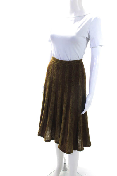 Cordelia Womens Tight-Knit Striped Print Lined Midi A-Line Skirt Brown Size L