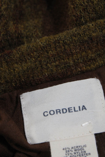 Cordelia Womens Tight-Knit Striped Print Lined Midi A-Line Skirt Brown Size L