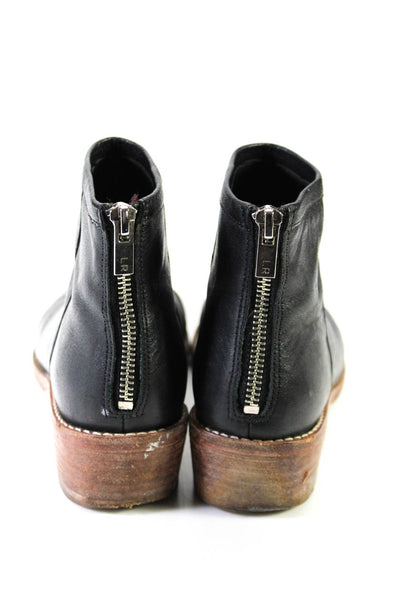 Loeffler Randall Womens Leather Back Zip Ankle Booties Black Size 6.5