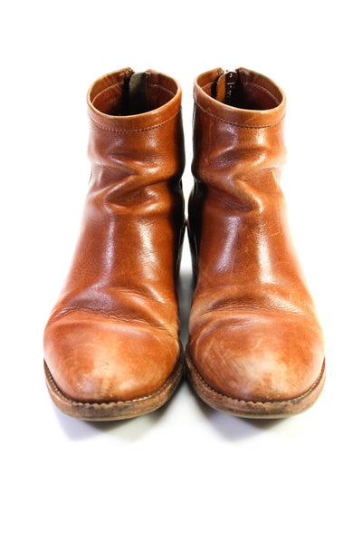 Loeffler Randall Womens Leather Block Heel Ankle Booties Brown Size 6.5