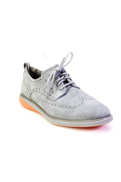 Cole Haan Mens Suede Round Toe Lace Up Oxford Shoes Gray Size 10M