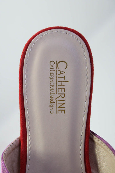 Catherine Catherine Malandrino Womens Pointed Two Tone Mule Flats Red Size 9