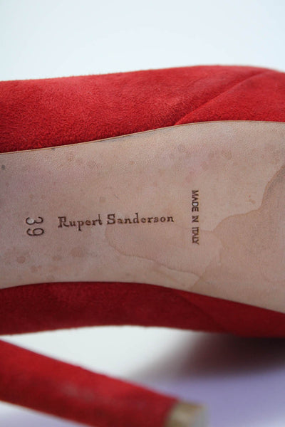 Rupert Sanderson Womens Slip On Stiletto Platform Pumps Red Suede Size 39
