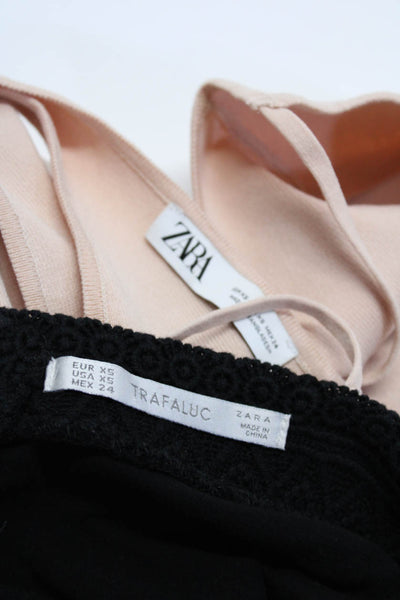 Zara Womens Textured Knitted Midi Zipped Skirt Maxi Dress Black Size XS Lot 2