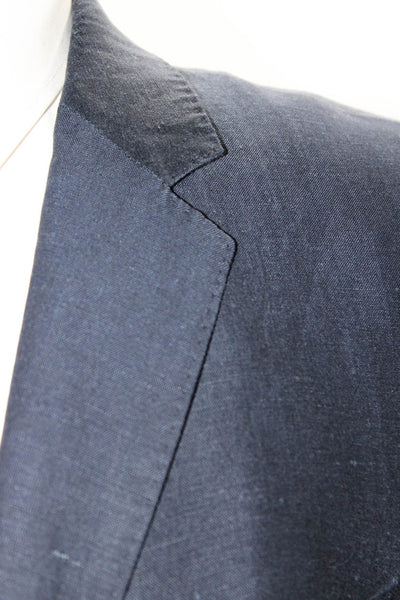 Boss Hugo Boss Mens Linen Blend Two Button Blazer Navy Blue Size 38 Regular