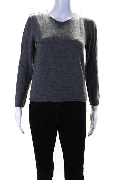 Zadig Womens Round Neck Long Sleeve Knitted Pullover Sweater Top Gray Size S