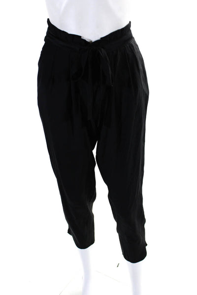 Ramy Brook Women's Paper Bag Waist Pleated Front Ankle Pant Black Size S