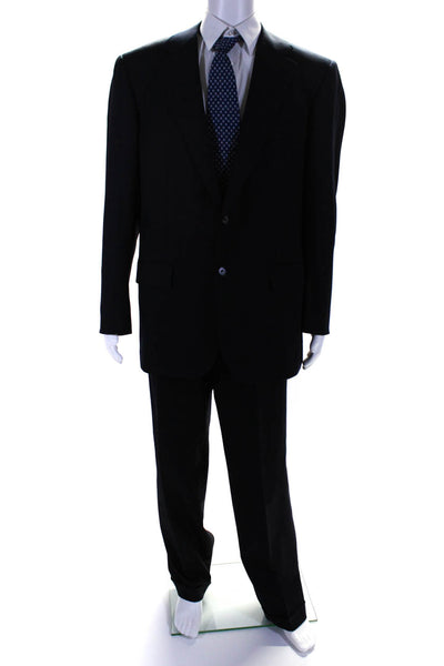 Davide Cenci Mens Wool Two Button Lined 2 Piece Suit Blue Size 56