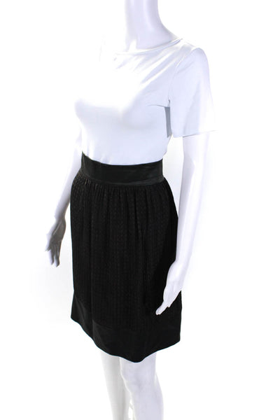 Etro Womens Silk Blend Textured Stretch Waist Zip Up Skirt Black Size 44