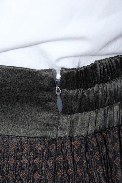 Etro Womens Silk Blend Textured Stretch Waist Zip Up Skirt Black Size 44