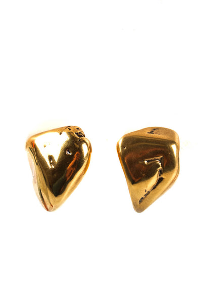 Balenciaga Womens Gold Tone Geometric Large Post Earrings