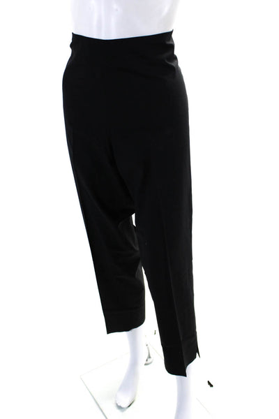 Leggiadro Womens Side Zip High Rise Pleated Dress Pants Black Wool Size 16
