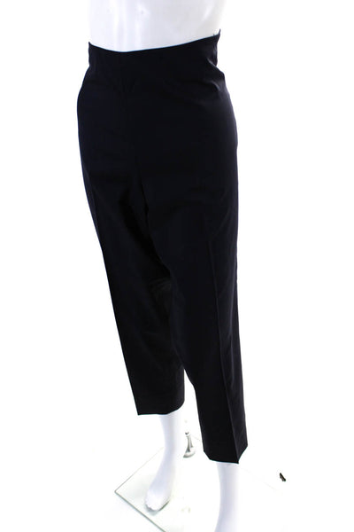 Leggiadro Womens Side Zip High Rise Pleated Cropped Pants Navy Blue Wool Size 16