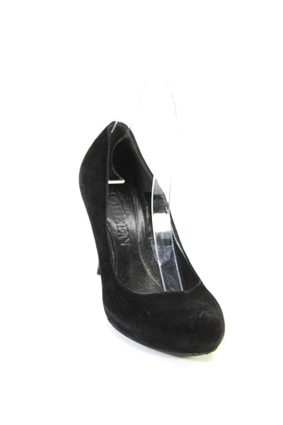 Alexander McQueen Womens Black Suede Leather Platform Heels Pumps Shoes Size 6