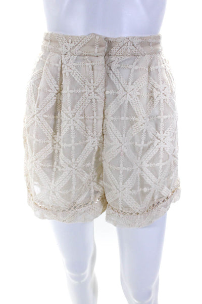 Zimmermann Womens Beige Silk Textured High Rise Lined Shorts Size 0