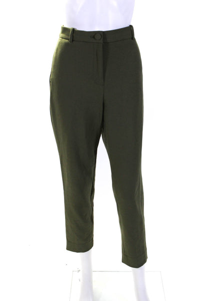 J Crew 365 Womens Cameron High Rise Flat Front Slim Straight Pants Green Size 8