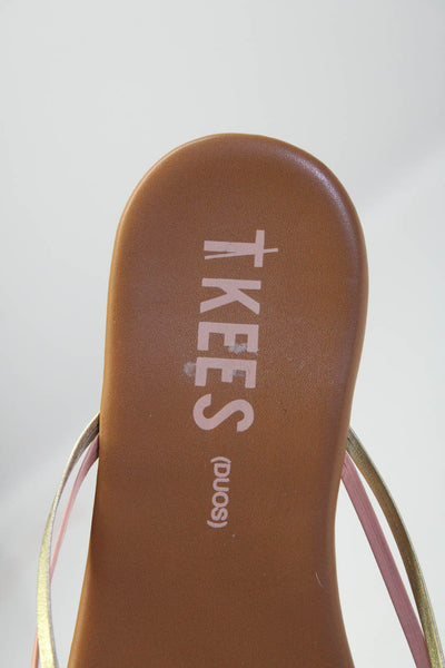 TKEES Womens Brown Flat Flip Flip Sandals Shoes Size 10