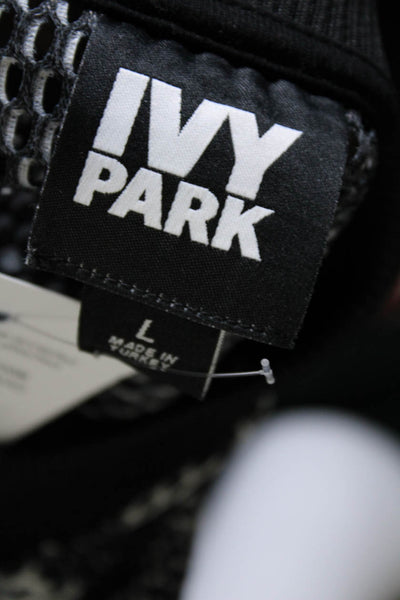Ivy Park Womens Abstract Print Mesh Bomber Jacket Black Size L
