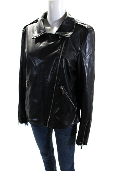Bagatelle Womens Faux Leather Full Zip Biker Jacket Black Size L