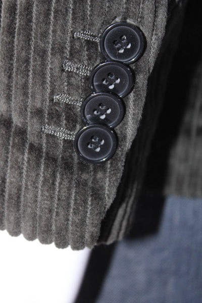 Suistudio Womens Cotton Corduroy V-Neck Button Up Blazer Jacket Green Size 4-6