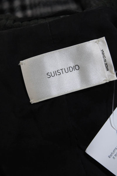 Suistudio Womens Cotton Corduroy V-Neck Button Up Blazer Jacket Green Size 4-6