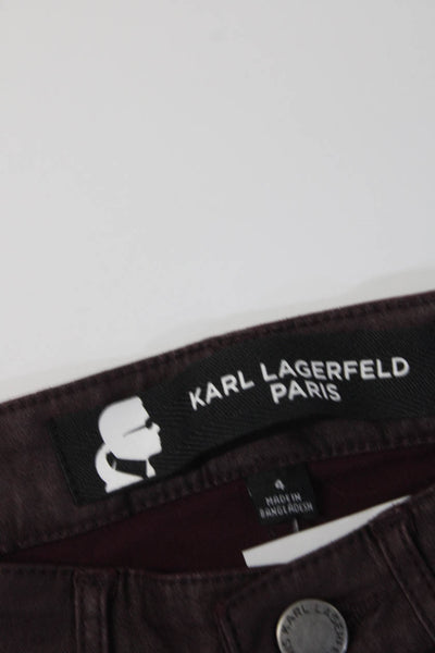 Karl Lagerfeld Womens Five Pocket Low-Rise Skinny Jeans Burgundy Size 4