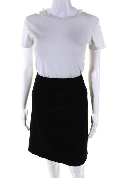 Armani Collezioni Womens Ribbed Knee Length Slit Pencil Skirt Black Size 12