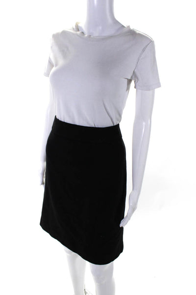 Armani Collezioni Womens Ribbed Knee Length Slit Pencil Skirt Black Size 12