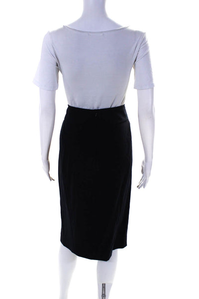 Donna Karan Womens Woven Pocket Knee Length Slit A Line Skirt Navy Blue Size 12