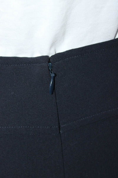 Donna Karan Womens Woven Pocket Knee Length Slit A Line Skirt Navy Blue Size 12