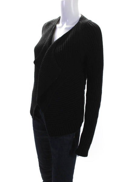 Duffy Womens Cotton Long Sleeve Open Front Cardigan Sweater Black Size XS