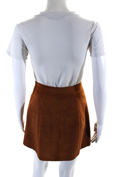 Intermix Womens Faux Suede Button Down Mini Skirt Brown Size Petite