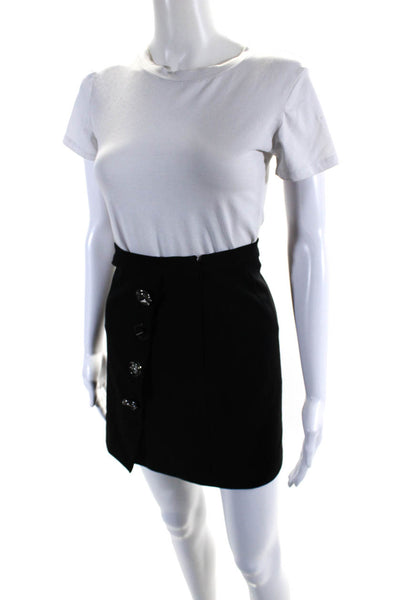 Pinko Womens Button Down A Line Mini Skirt Black Size 2