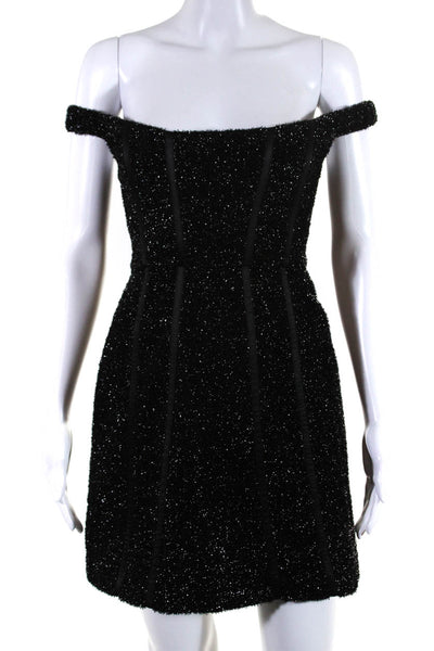 Alice McCall Womens Off Shoulder Sparkly Mini Dress Black Size 6